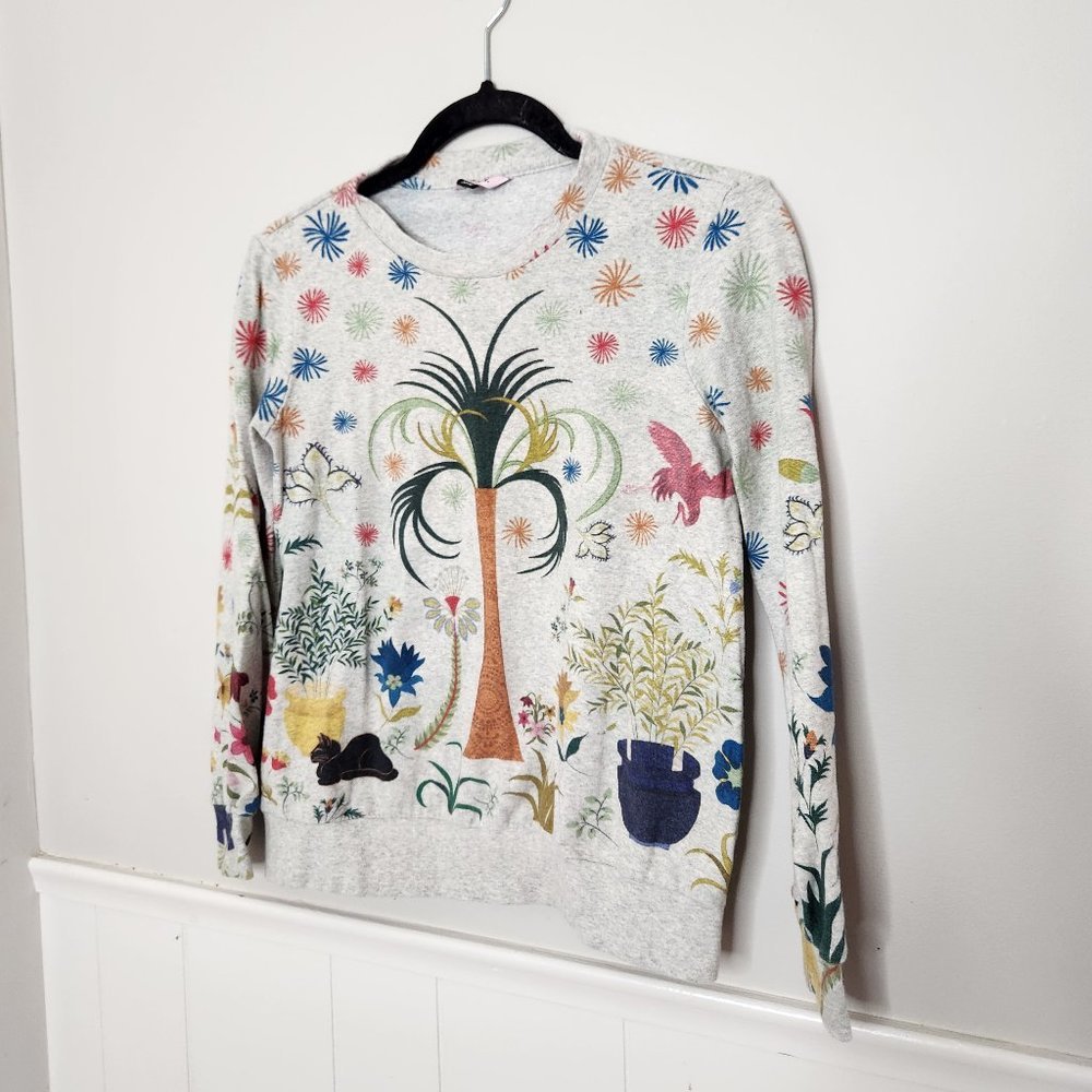 THE KIT “Rumi” Tropical Botanical Print Sweatshirt